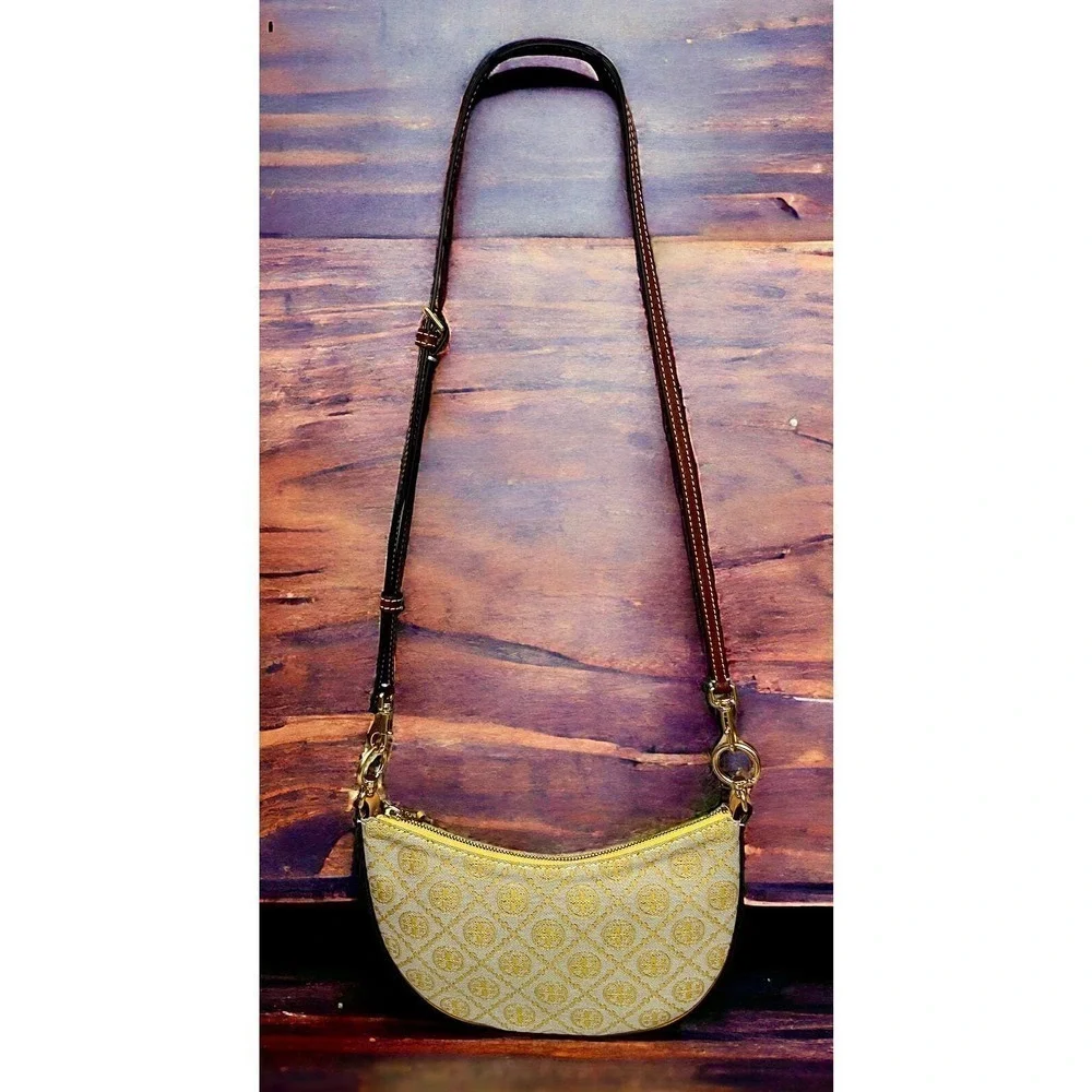 New Without Tags Tory Burch T Monogram Mini Jacquard Hobo Crossbody Bag